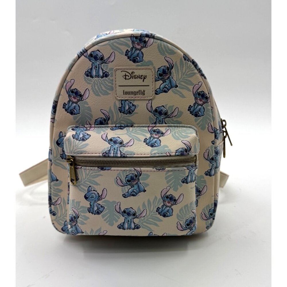 Disney Loungefly Lilo & Stitch Tropical Leaves Mini Backpack Cream & Blue